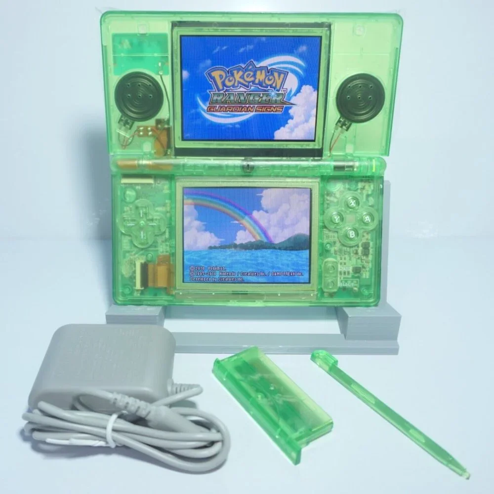 Nintendo DS Lite Transparent Clear Kiwi Green Handheld System with Charger